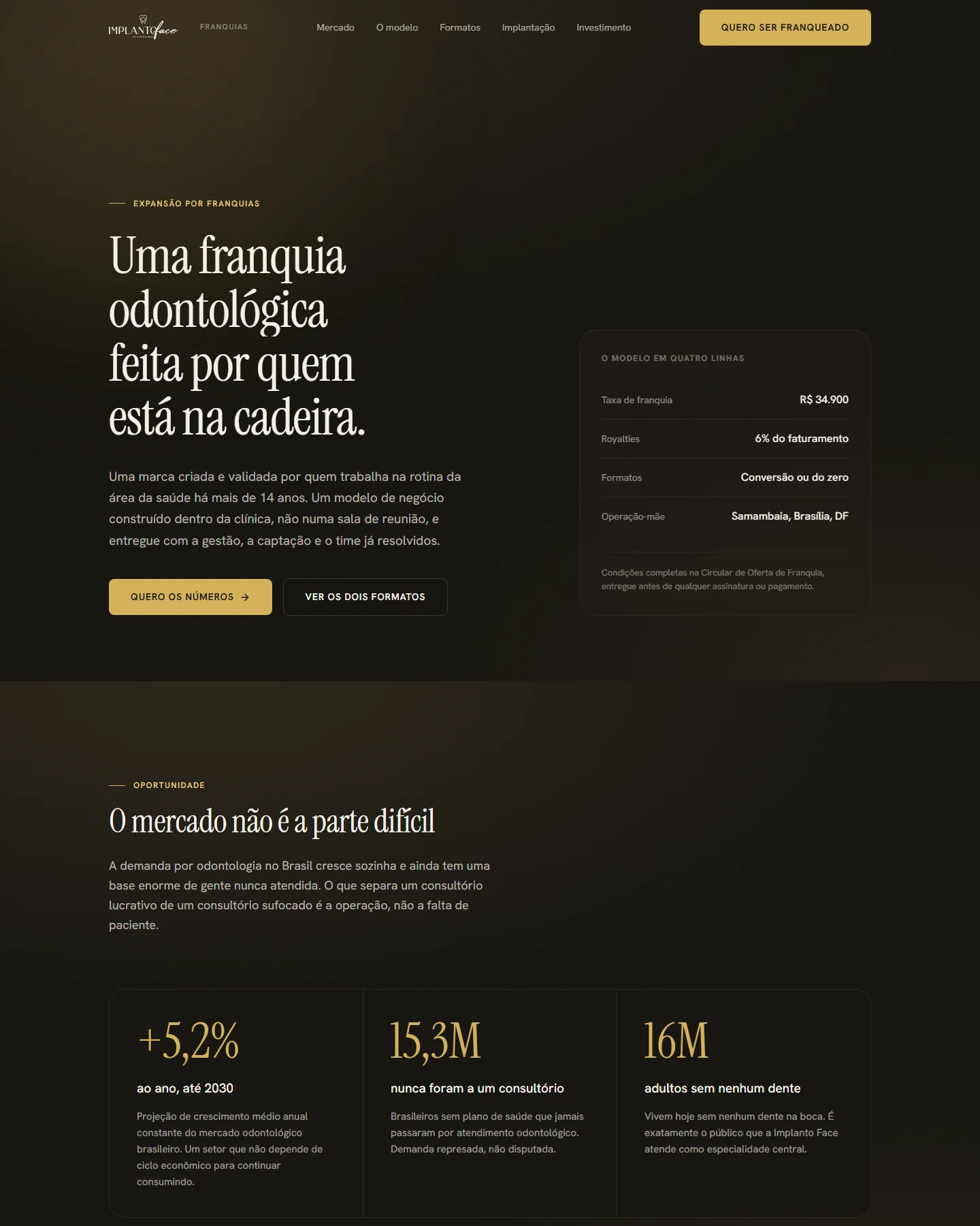 Implanto Face · página de franquia · trecho 1 de 7